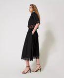 TWS-251TT2095 BLACK LACE TRIM SKIRT