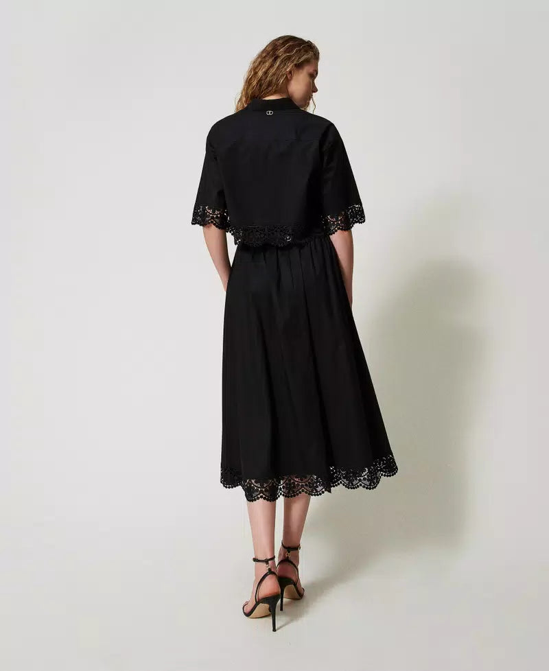 TWS-251TT2095 BLACK LACE TRIM SKIRT