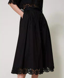 TWS-251TT2095 BLACK LACE TRIM SKIRT