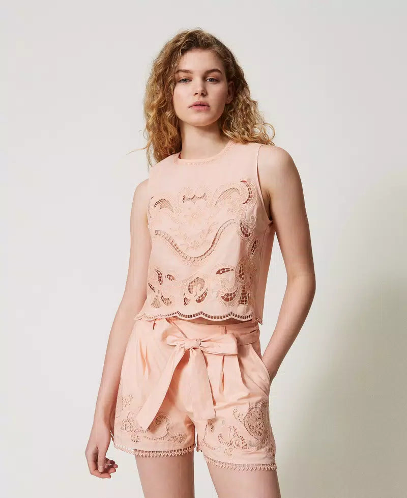 TWS-251TT2165 PINK LACE VEST