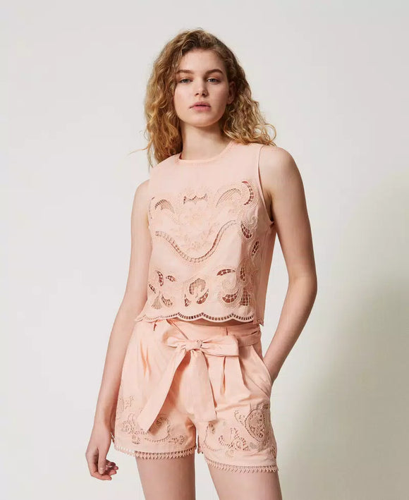 TWS-251TT2165 PINK LACE VEST