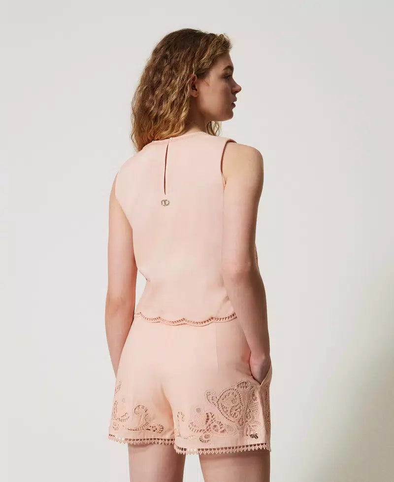 TWS-251TT2165 PINK LACE VEST