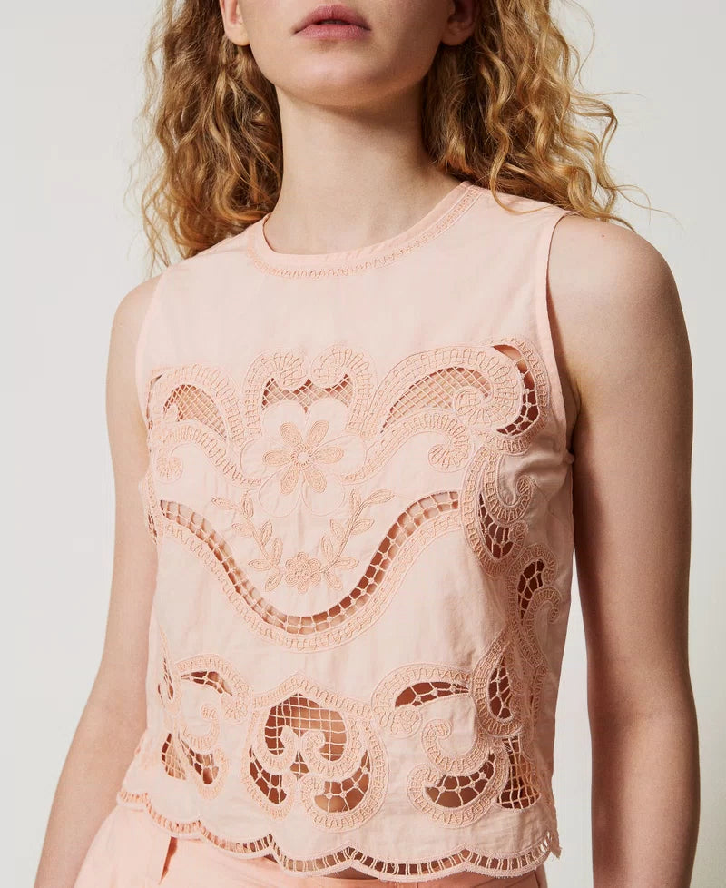 TWS-251TT2165 PINK LACE VEST