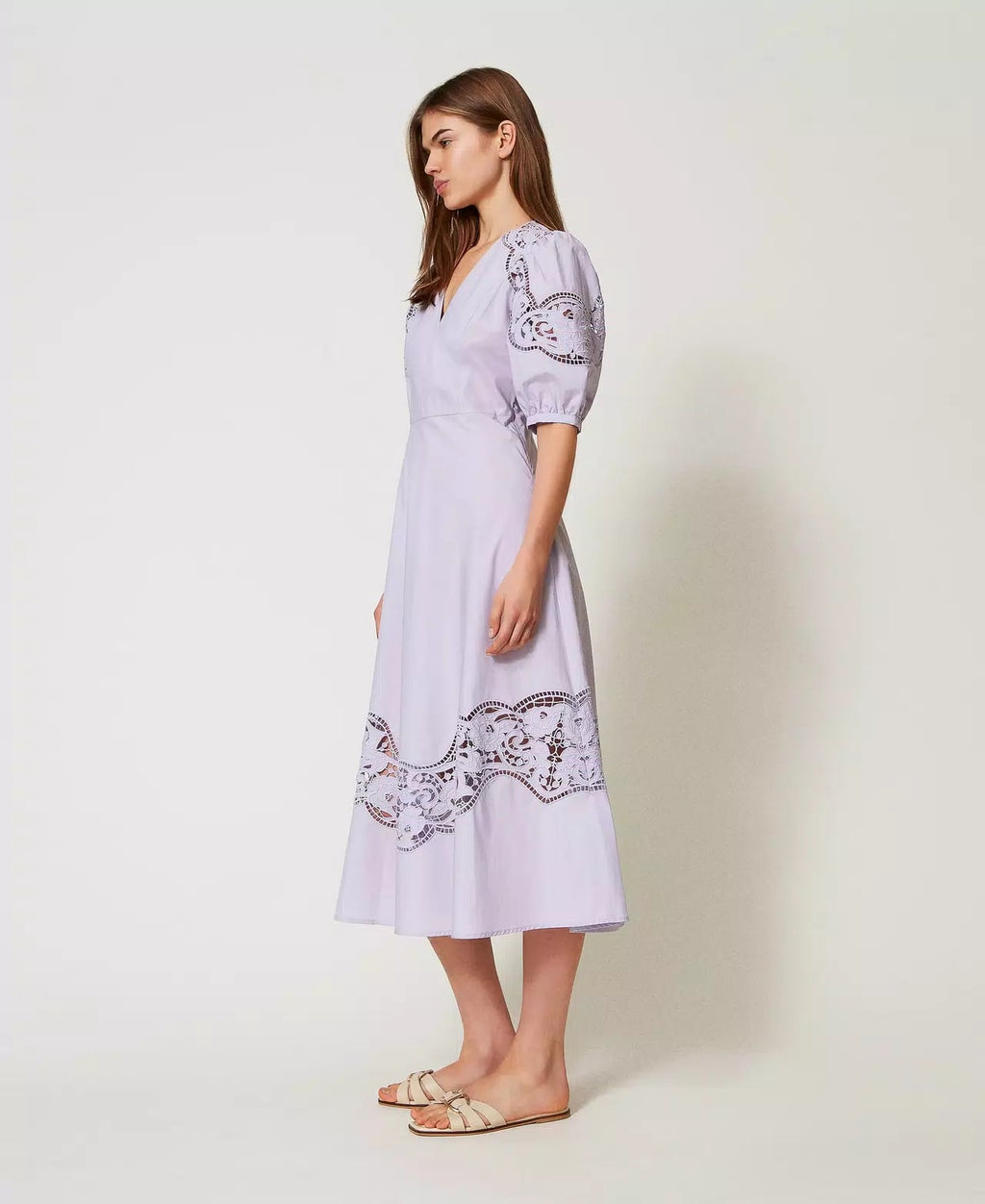TWS-251TT2330 LILAC COTTON LACE DRESS