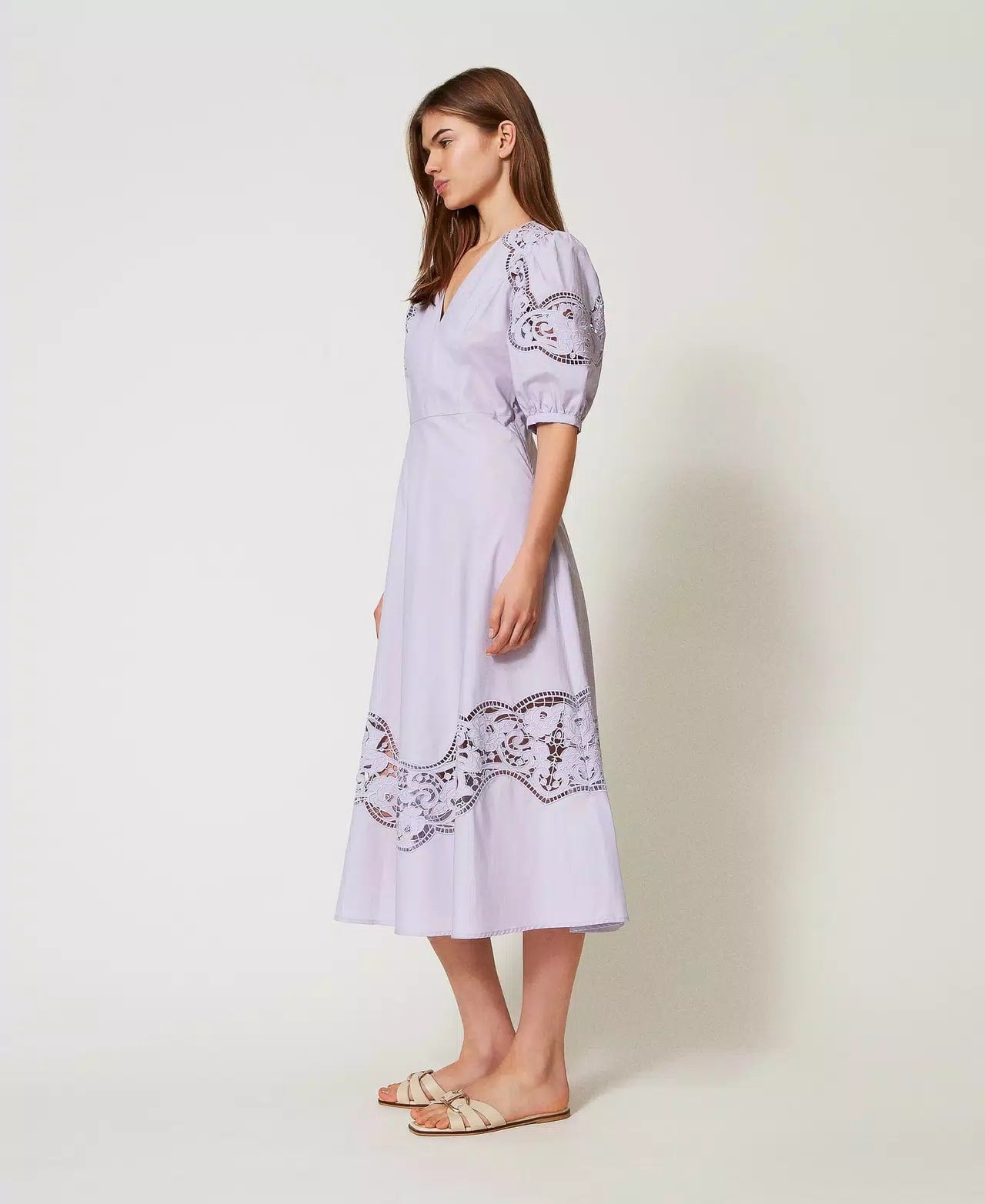 TWS-251TT2330 LILAC COTTON LACE DRESS