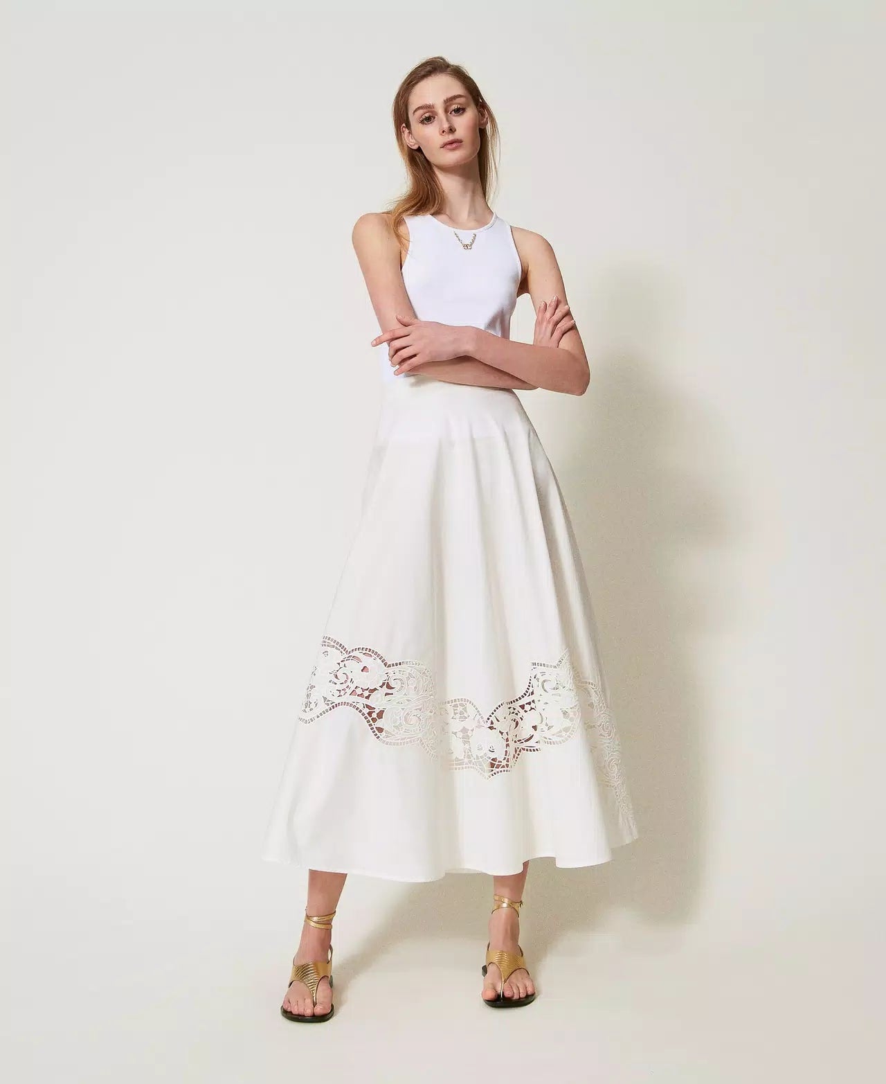 TWS-251TT2332 BLACK COTTON LACE SKIRT