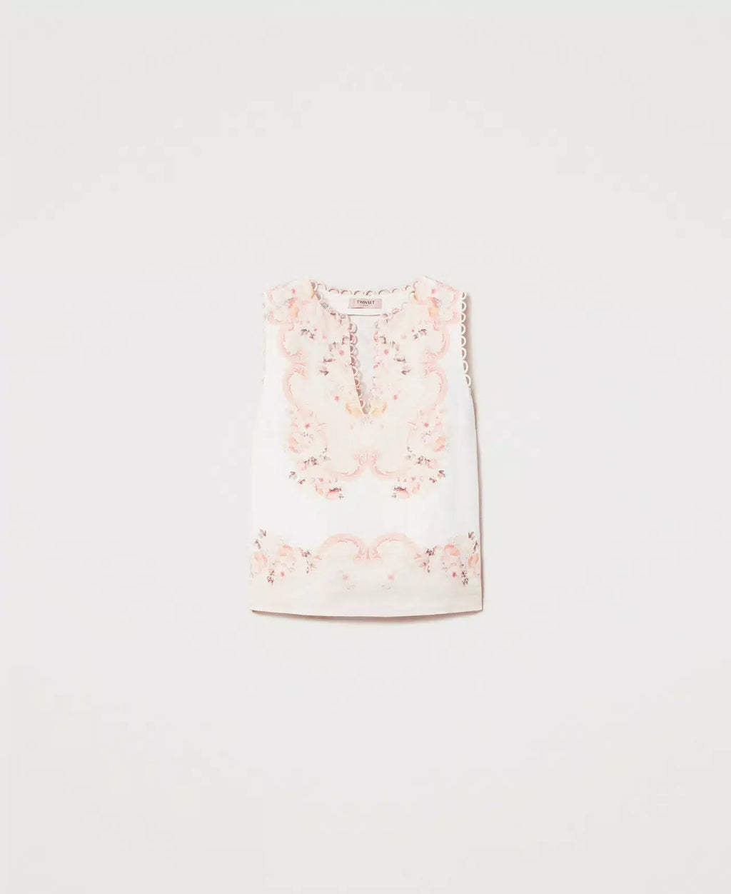 TWS-251TT2442 PINK PRINT SLEEVELESS TOP