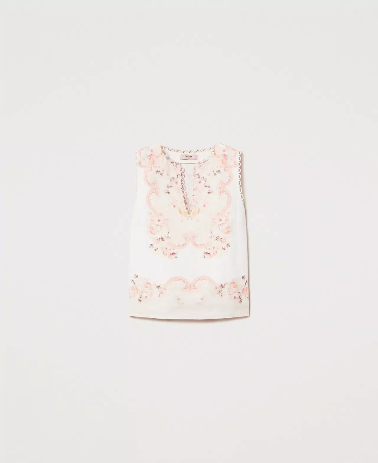 TWS-251TT2442 PINK PRINT SLEEVELESS TOP