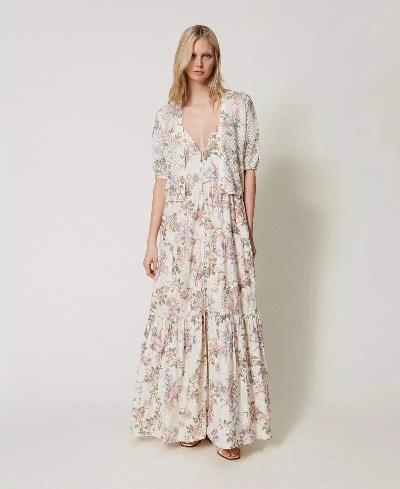 TWS-251TT3320 IVORY CROP PRINT BLOUSE