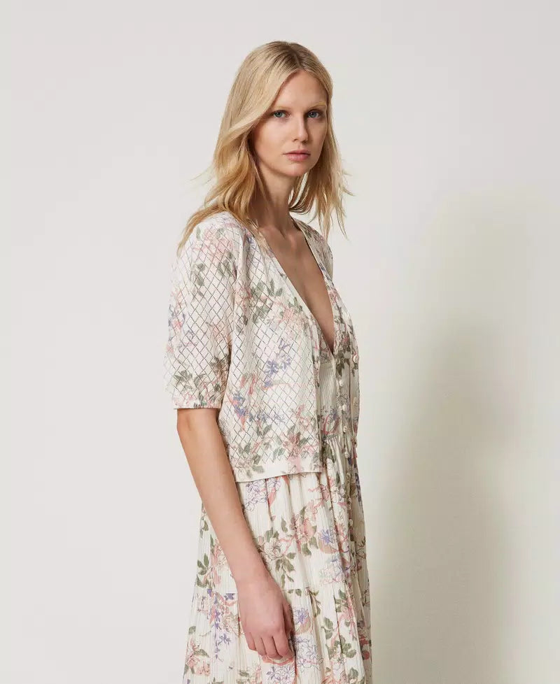 TWS-251TT3320 IVORY CROP PRINT BLOUSE