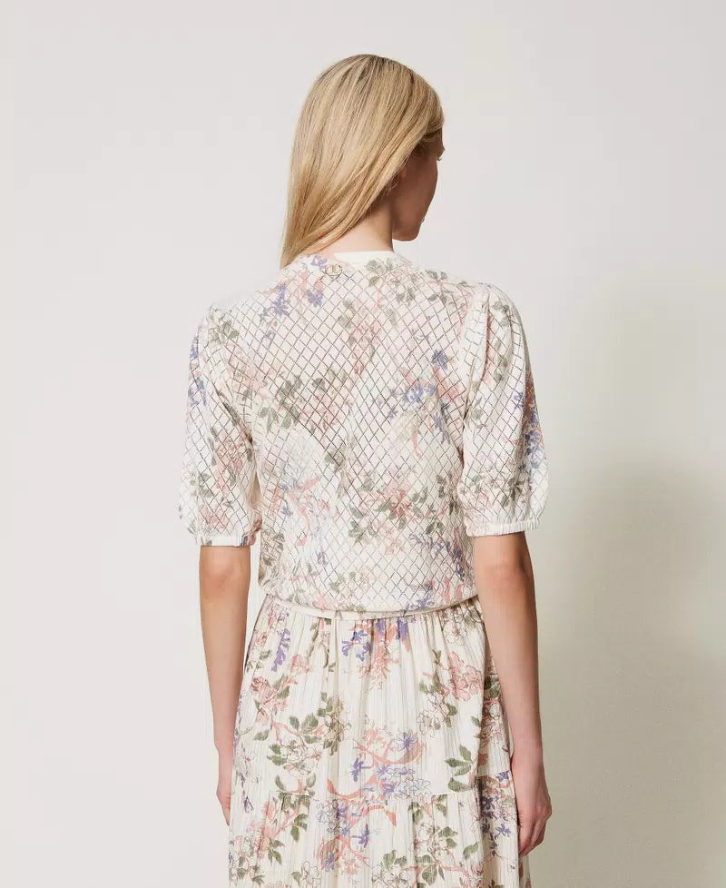TWS-251TT3320 IVORY CROP PRINT BLOUSE