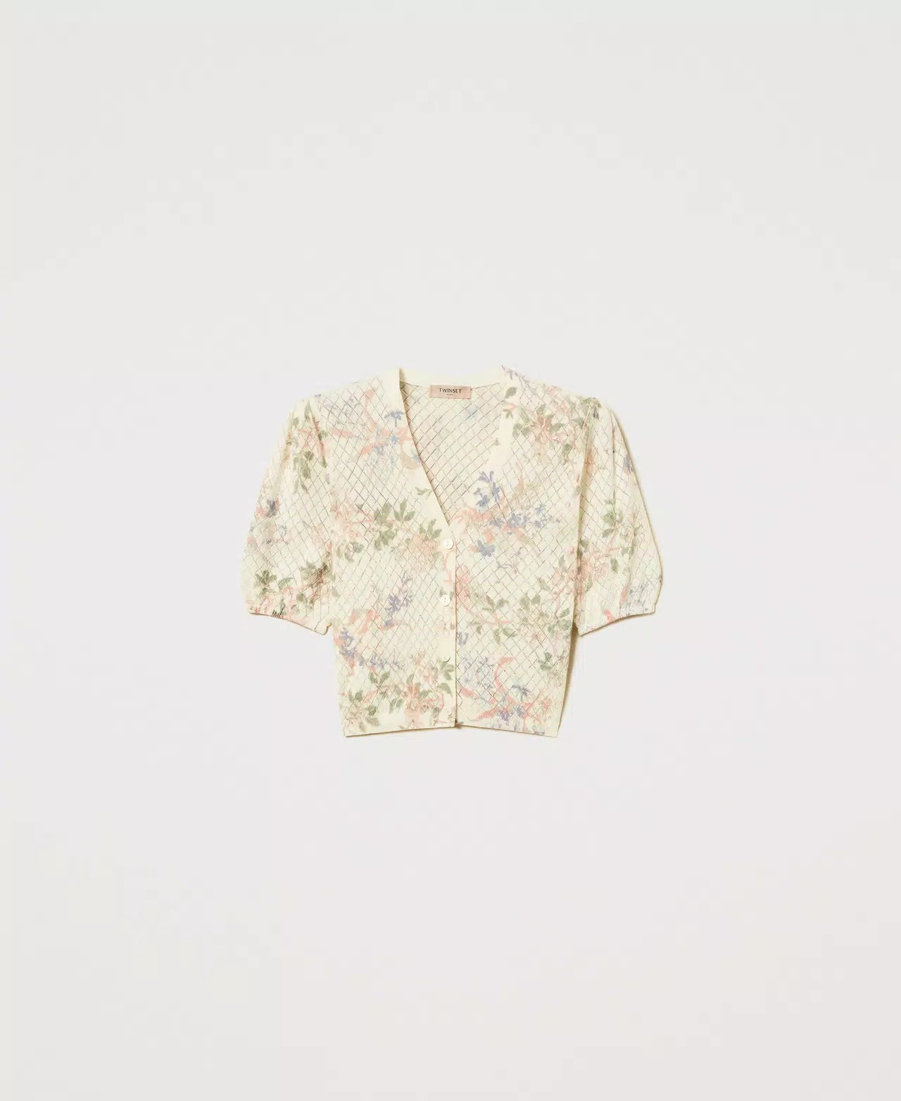 TWS-251TT3320 IVORY CROP PRINT BLOUSE