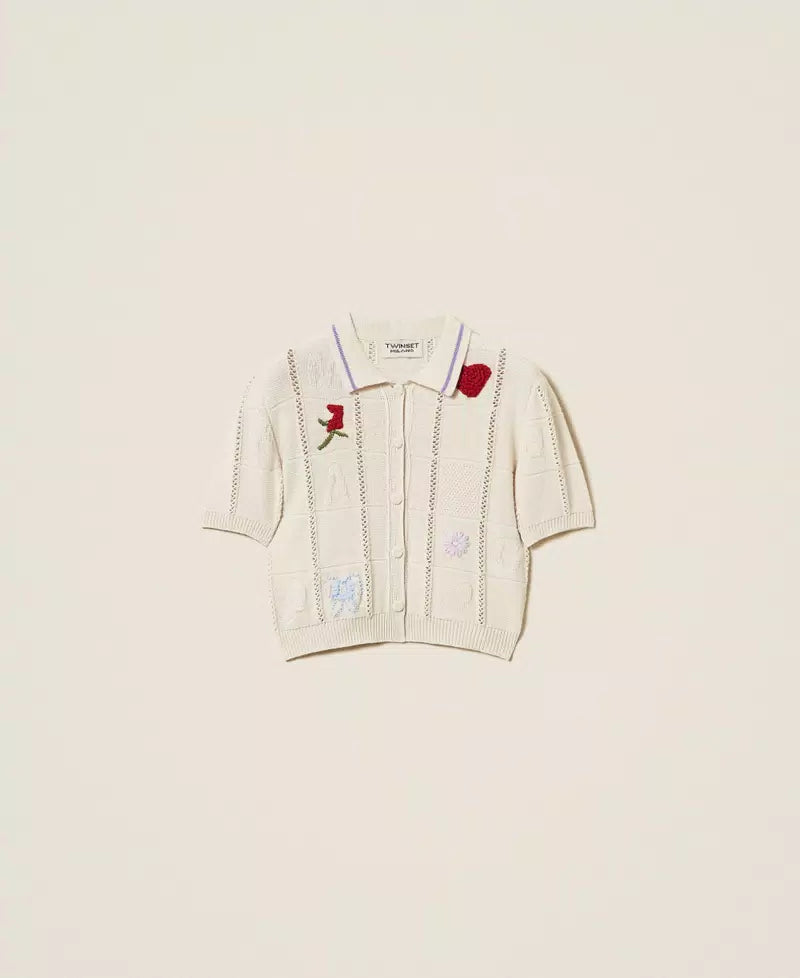 TWS-252TP3310 ECRU EMBROIDERED POLO SHIRT