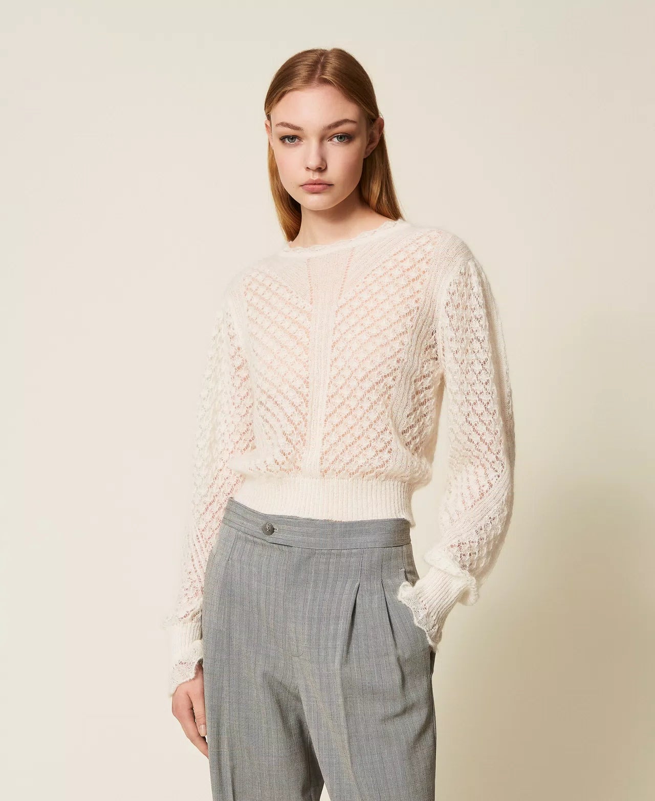 TWS-252TP3520 IVORY MOHAIR BLEND TOP
