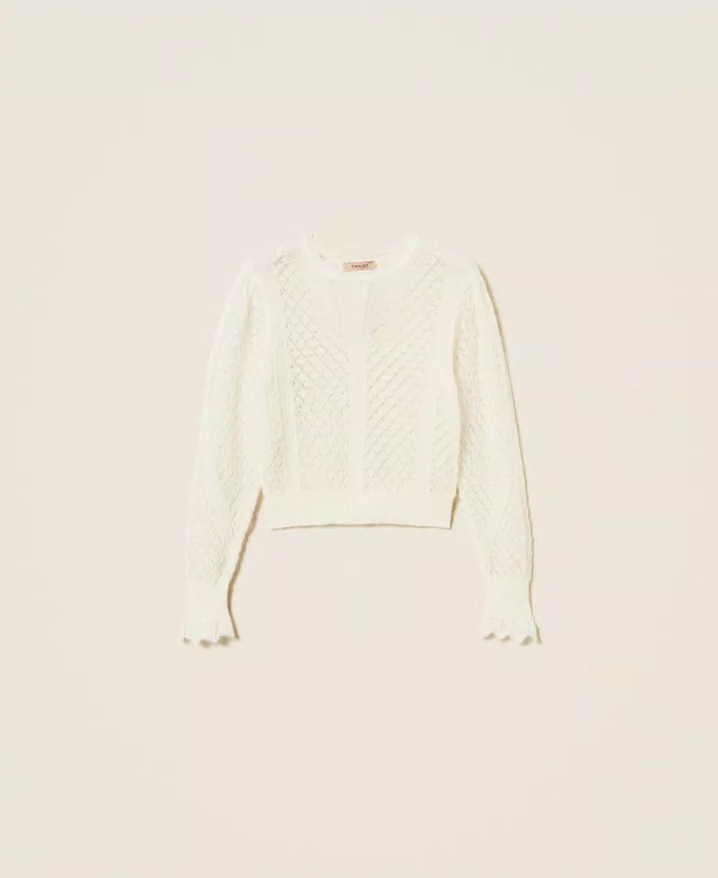TWS-252TP3520 IVORY MOHAIR BLEND TOP
