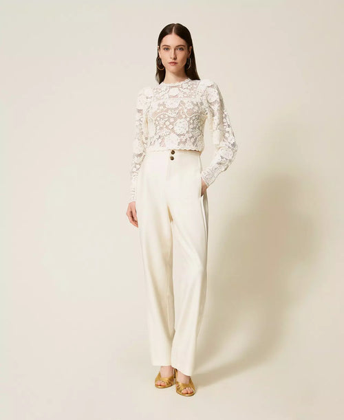 TWS-252TS3190 IVORY CROCHET TOP
