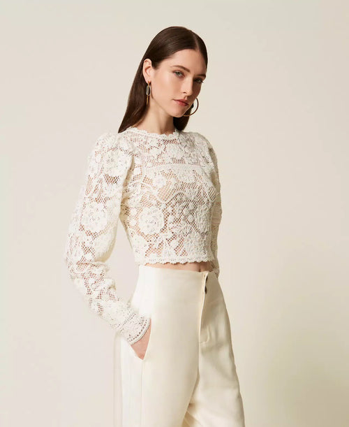 TWS-252TS3190 IVORY CROCHET TOP