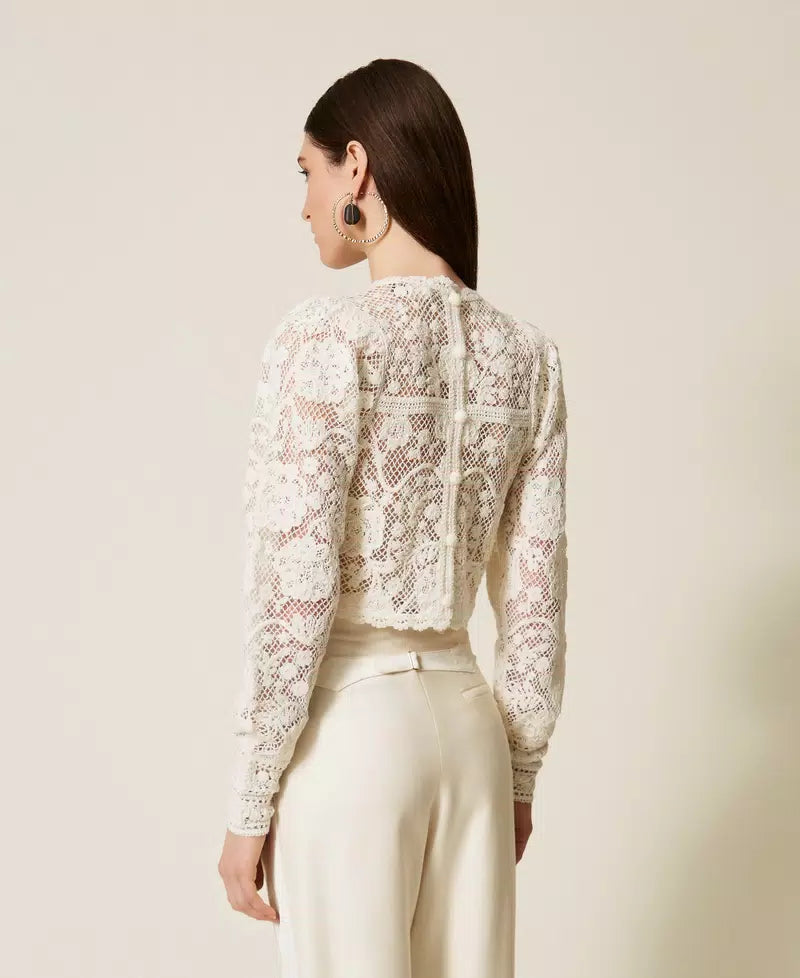 TWS-252TS3190 IVORY CROCHET TOP