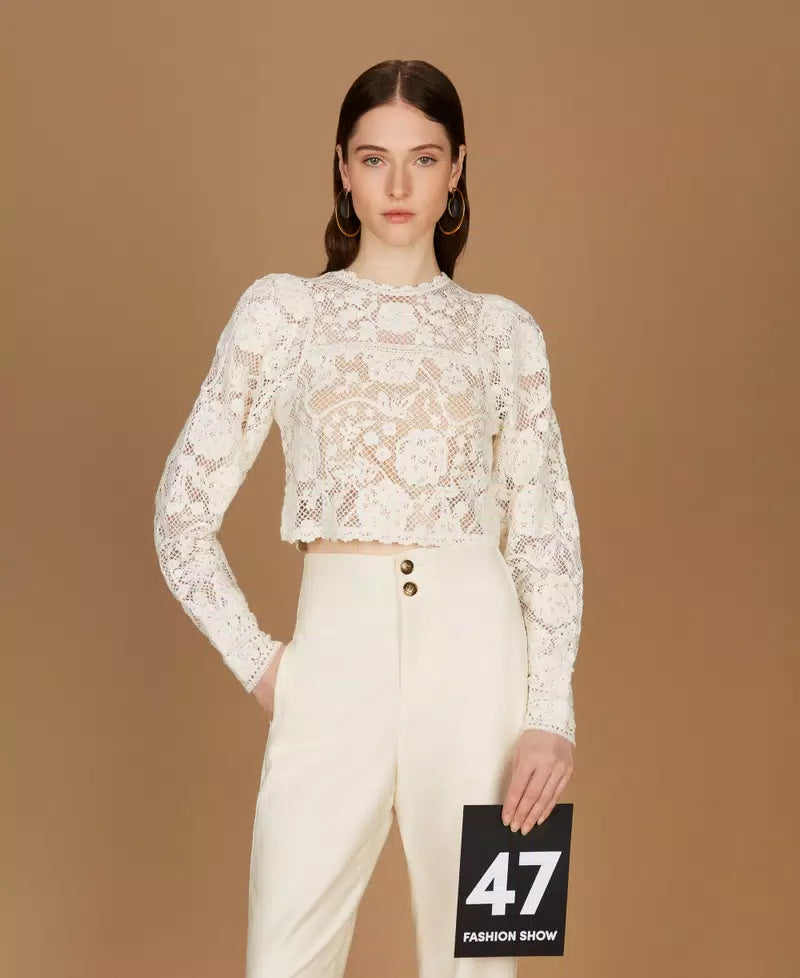 TWS-252TS3190 IVORY CROCHET TOP