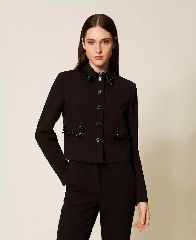 TWS-252TT2230 BLACK SEQUIN DETAIL JACKET
