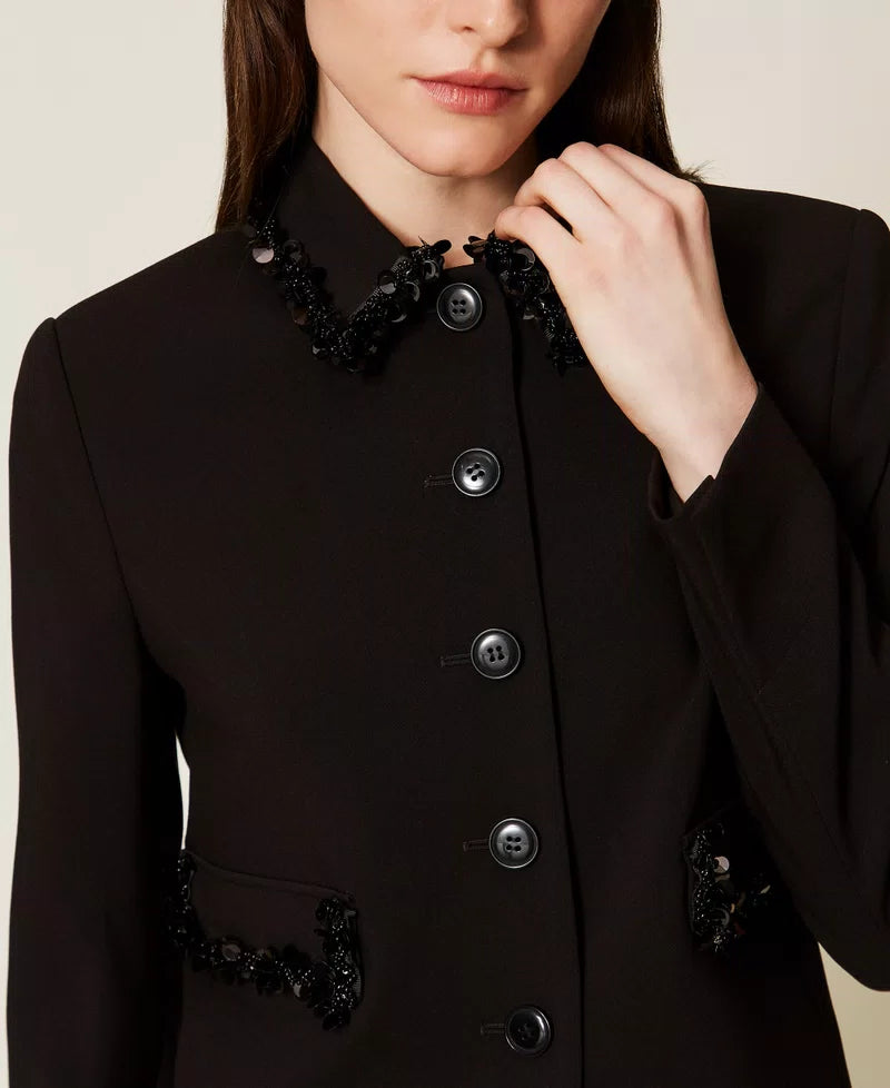 TWS-252TT2230 BLACK SEQUIN DETAIL JACKET