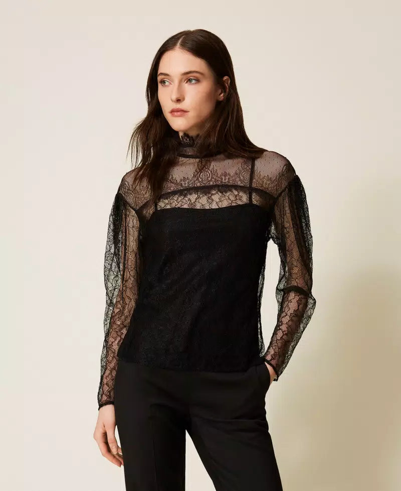 TWS-252TT2264 BLACK LACE TOP