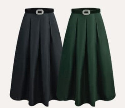ROP-RPW2546 BLACK EMBELLISHED BELT TAFFETA SKIRT