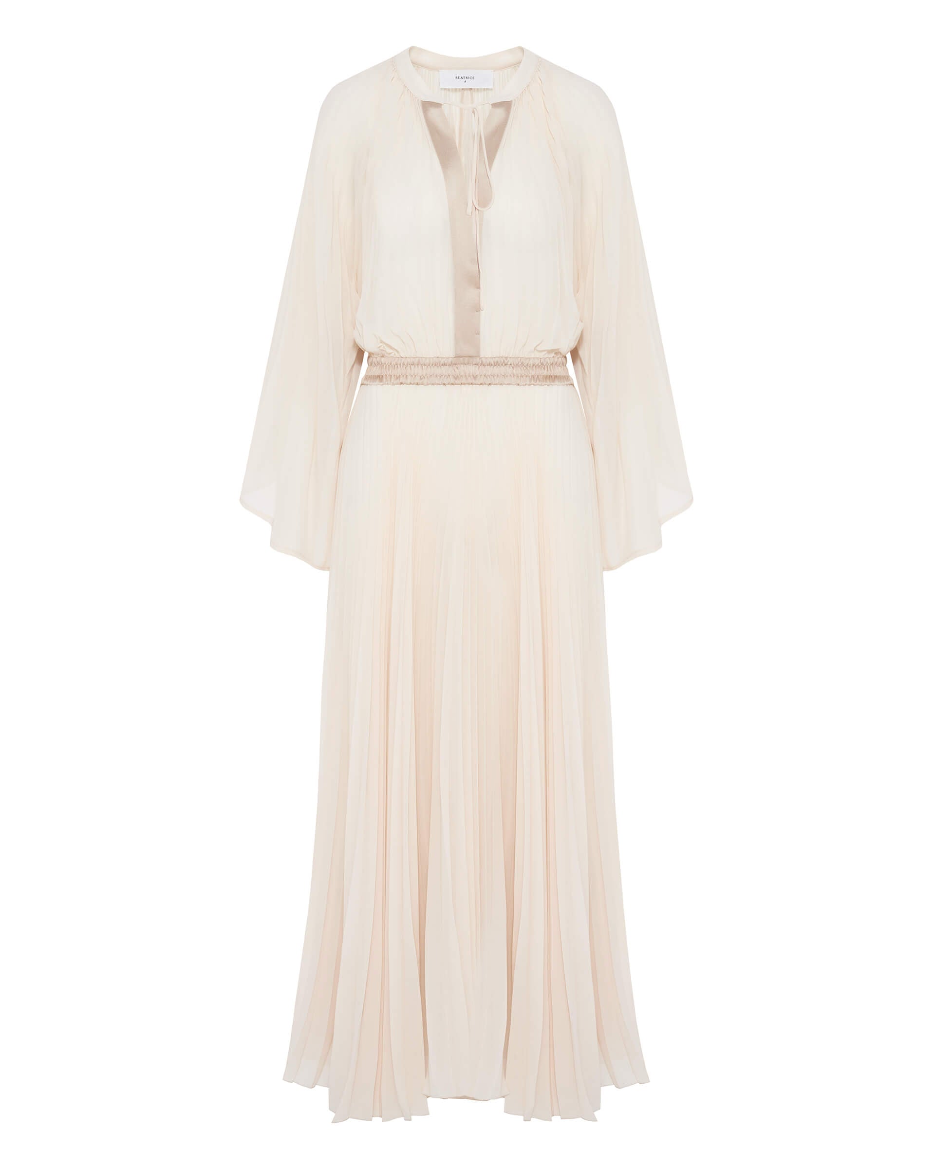BEA-25FE6466AIR IVORY PLEATED WAISTED DRESS