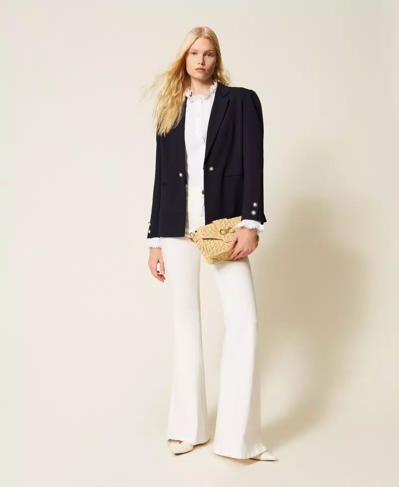 TWS-261TP2261 ROSE POPLIN LACE TRIMMING BLOUSE