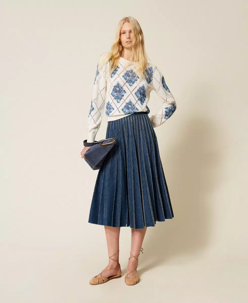 TWS-261TP2350 DENIM PLEATED SKIRT