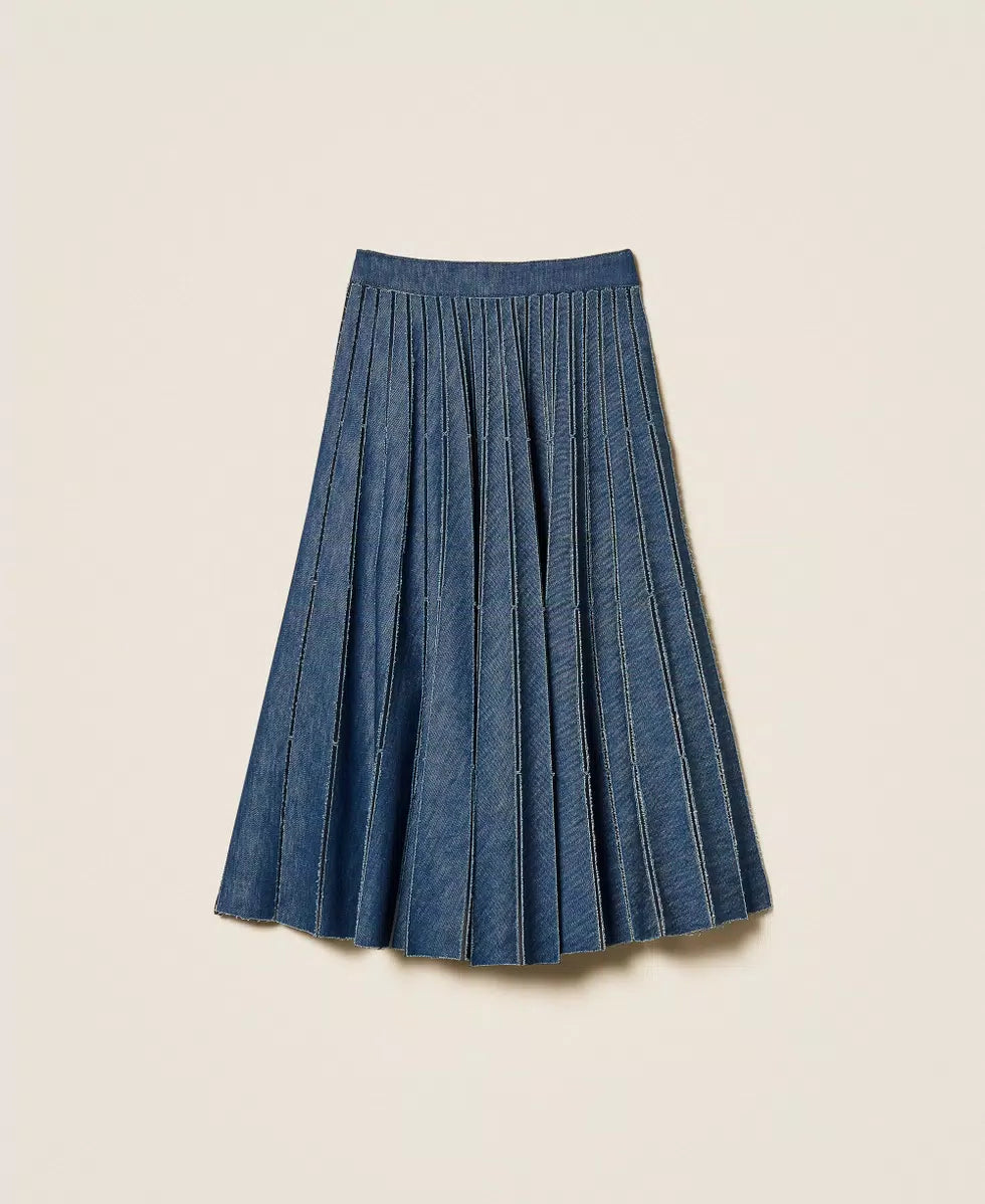 TWS-261TP2350 DENIM PLEATED SKIRT