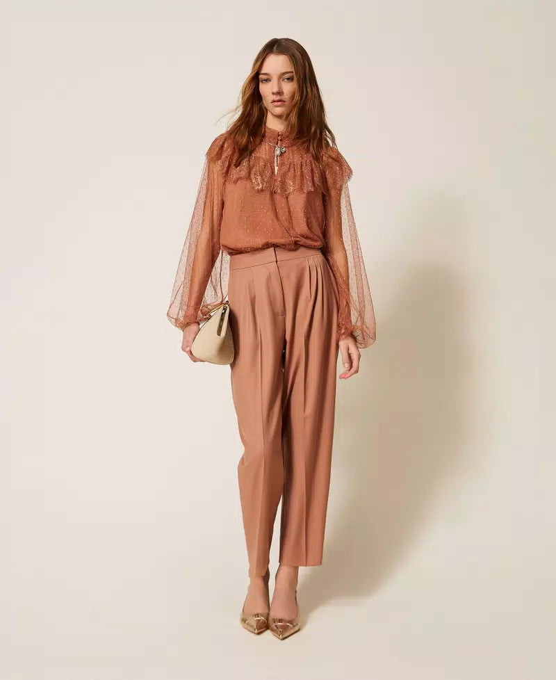 TWS-261TP2772 BLACK TULLE LACE BLOUSE