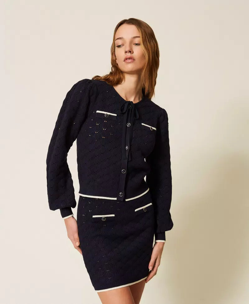 TWS-261TP3032 NAVY POCKET CARDIGAN