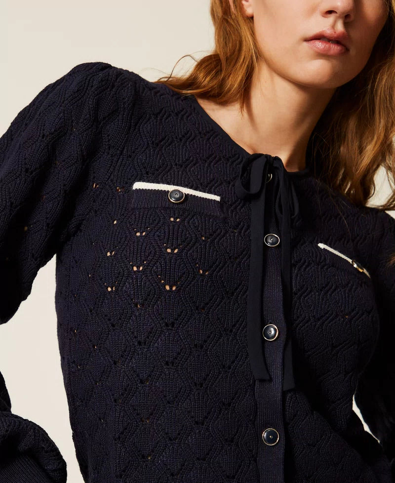TWS-261TP3032 NAVY POCKET CARDIGAN