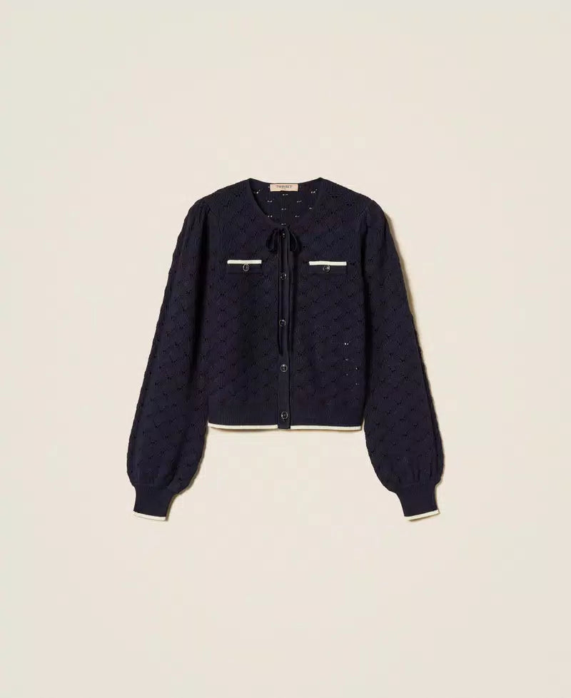 TWS-261TP3032 NAVY POCKET CARDIGAN