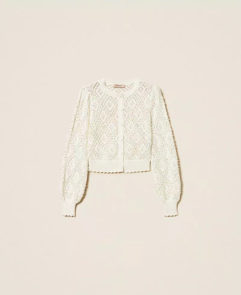 TWS-261TP3203 IVORY PEARL CARDIGAN