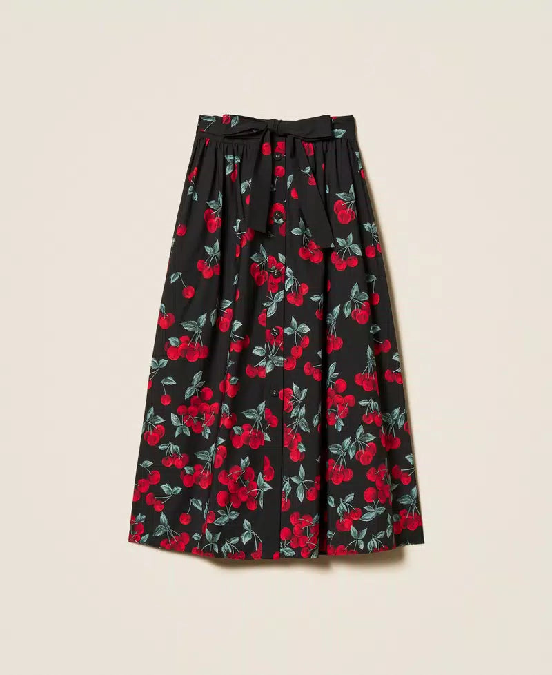 TWS-261TT2594 BLACK&RED CHERRIES SKIRT