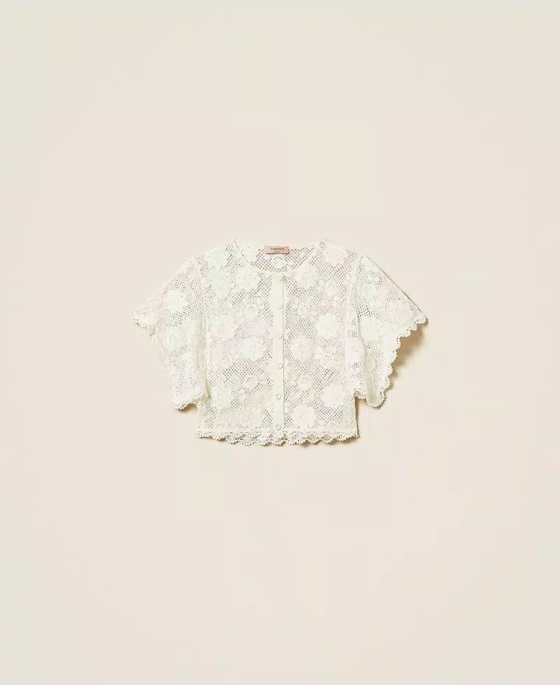 TWS-261TT3161 IVORY CROCHET BLOUSE