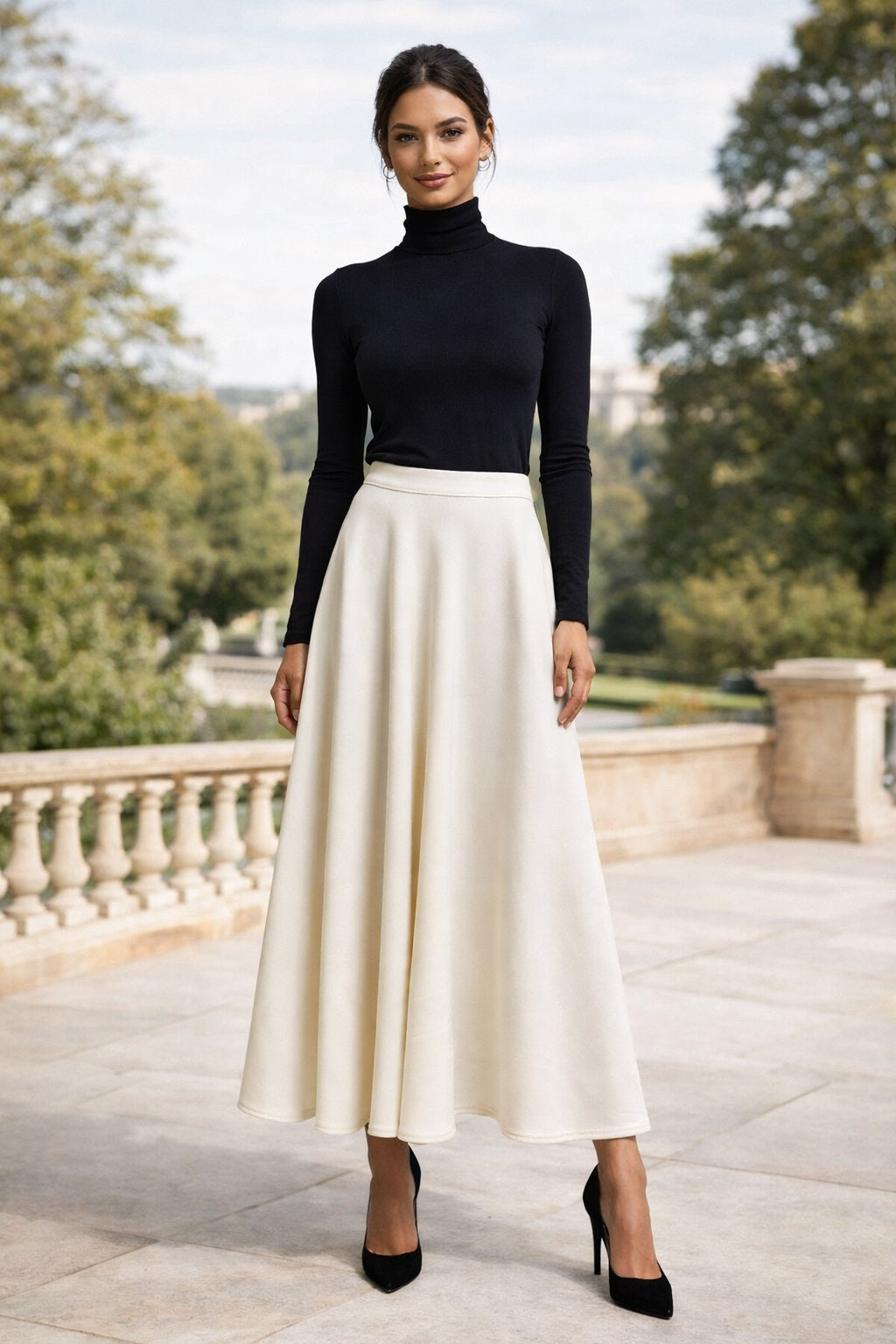 FRL-2621WT-22 IVORY WOOL SKIRT