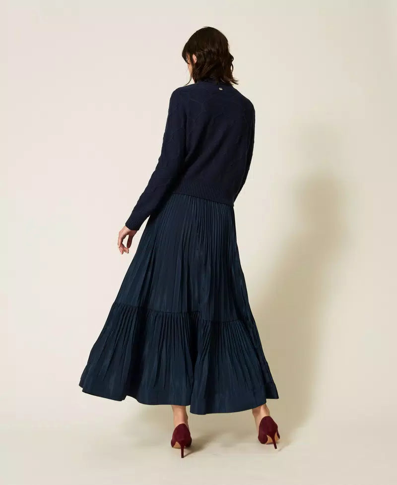 TWS-262AP2201 BLUE PLEATED SKIRT
