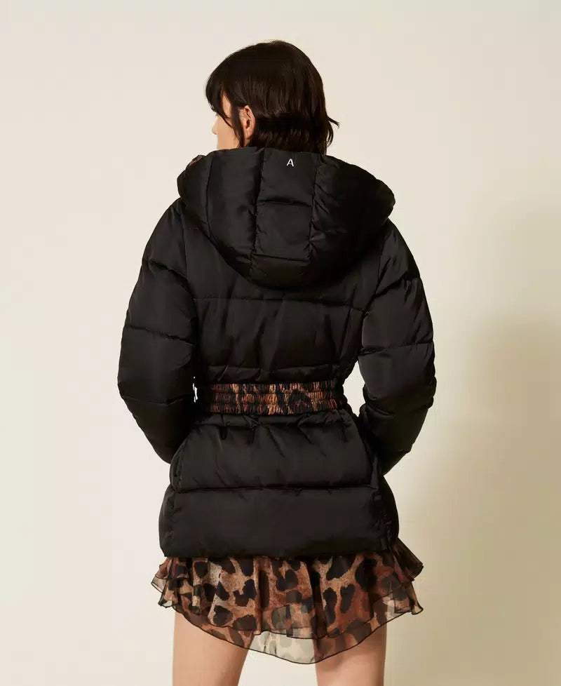 TWS-262AP2530 BLACK PUFFER BELTED JACKET