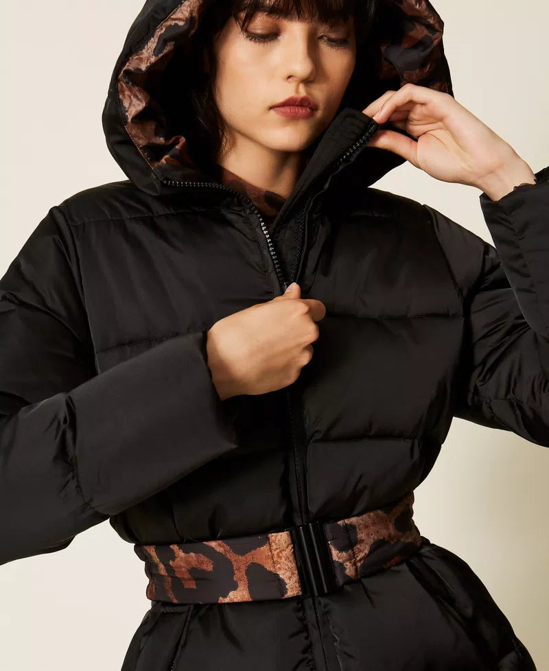 TWS-262AP2530 BLACK PUFFER BELTED JACKET