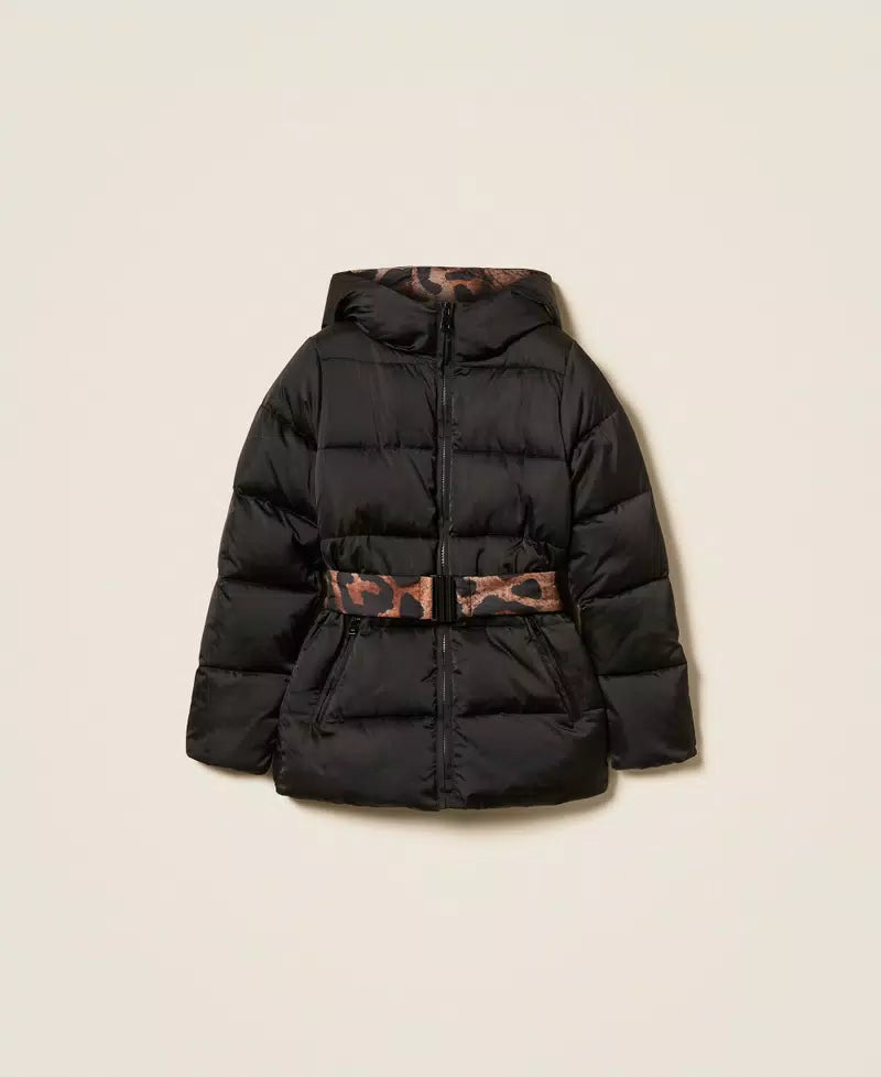 TWS-262AP2530 BLACK PUFFER BELTED JACKET