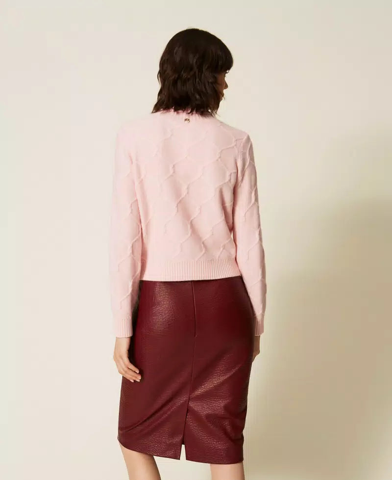 TWS-262AP3190 ROSE FLORAL EMBROIDERED TURTLENECK X