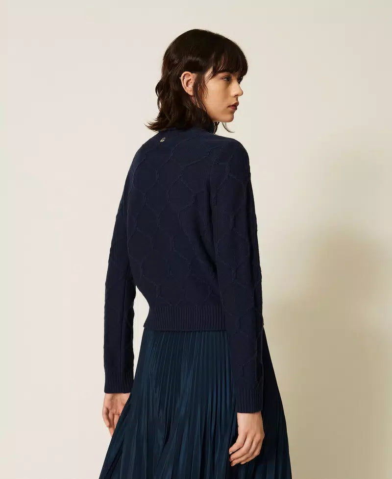 TWS-262AP3190 BLUE FLORAL EMBROIDERED TURTLENECK X