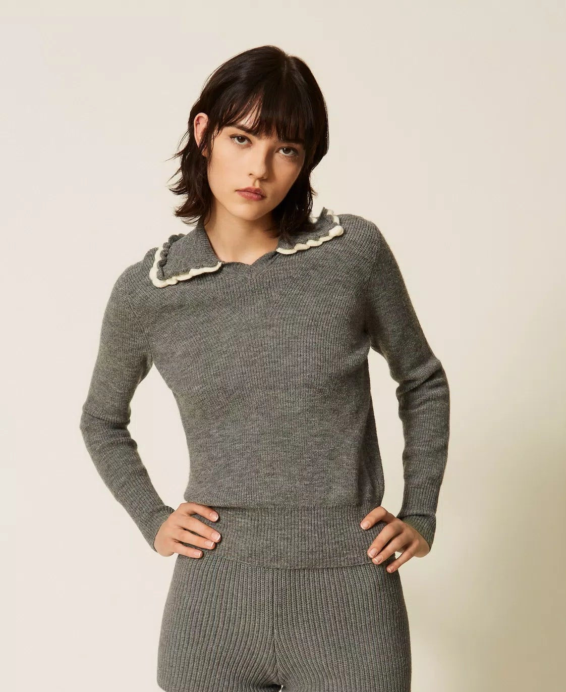 TWS-262AP3280 GREY KNIT POLO SHIRT