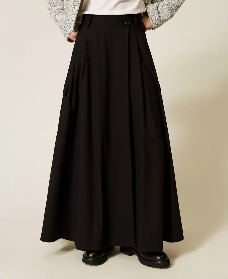 TWS-262LI2WDD BLACK WRAP POCKET SKIRT