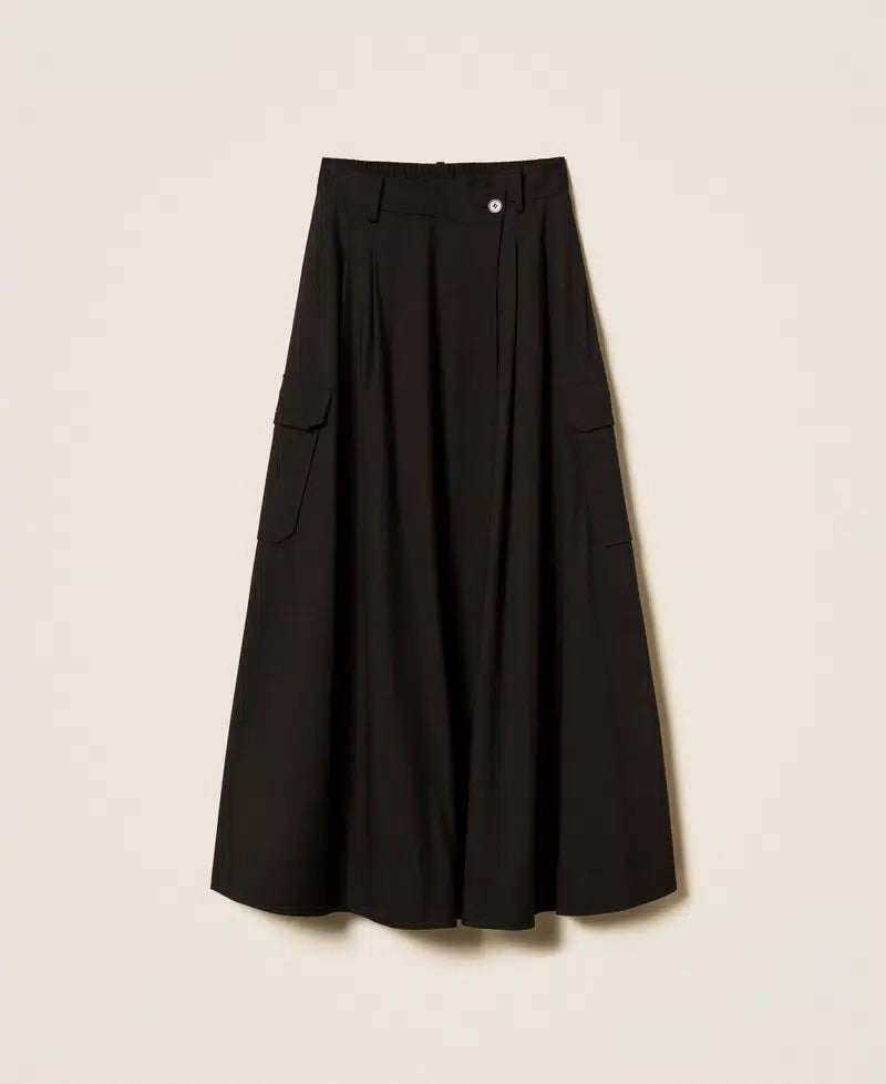 TWS-262LI2WDD BLACK WRAP POCKET SKIRT