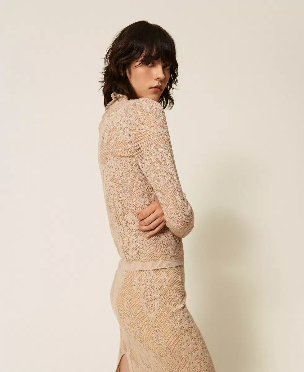 TWS-262TF3031 NOUGAT JACQUARD TURTLENECK