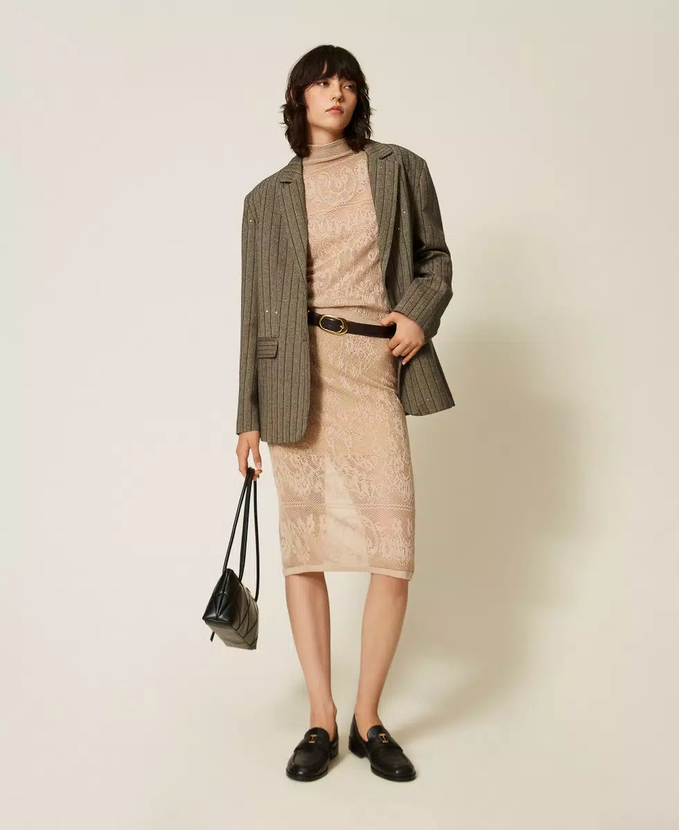 TWS-262TF3031 NOUGAT JACQUARD TURTLENECK